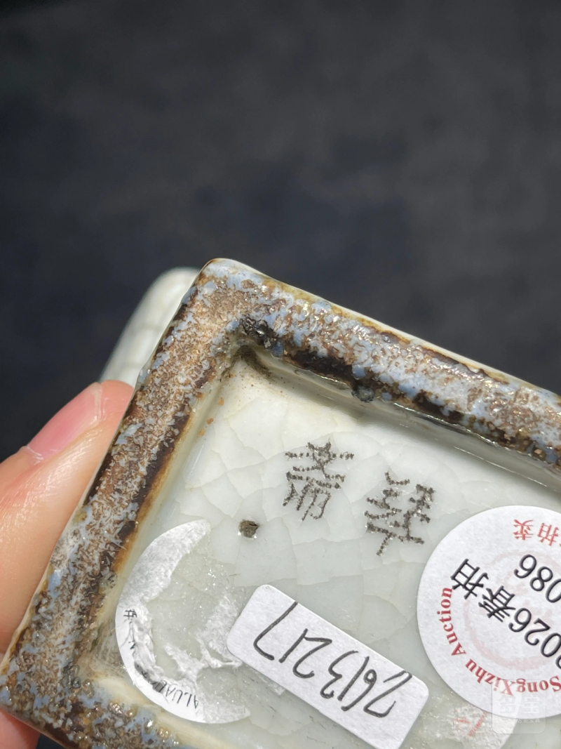 清乾隆 哥釉花卉耳扁瓶 - 图8